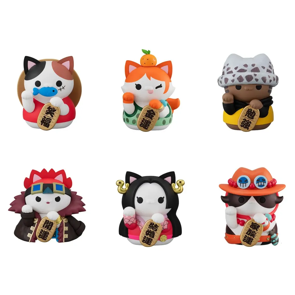 One Piece Mega Cat Project Sammelfiguren NyanPieceNyan! Beckoning cat Lucky Cat Pirates 7 cm Display (6)