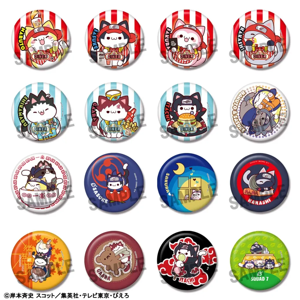Naruto Mega Cat Project Nyaruto! Metall Ansteck-Buttons 5 cm Sortiment (16) 