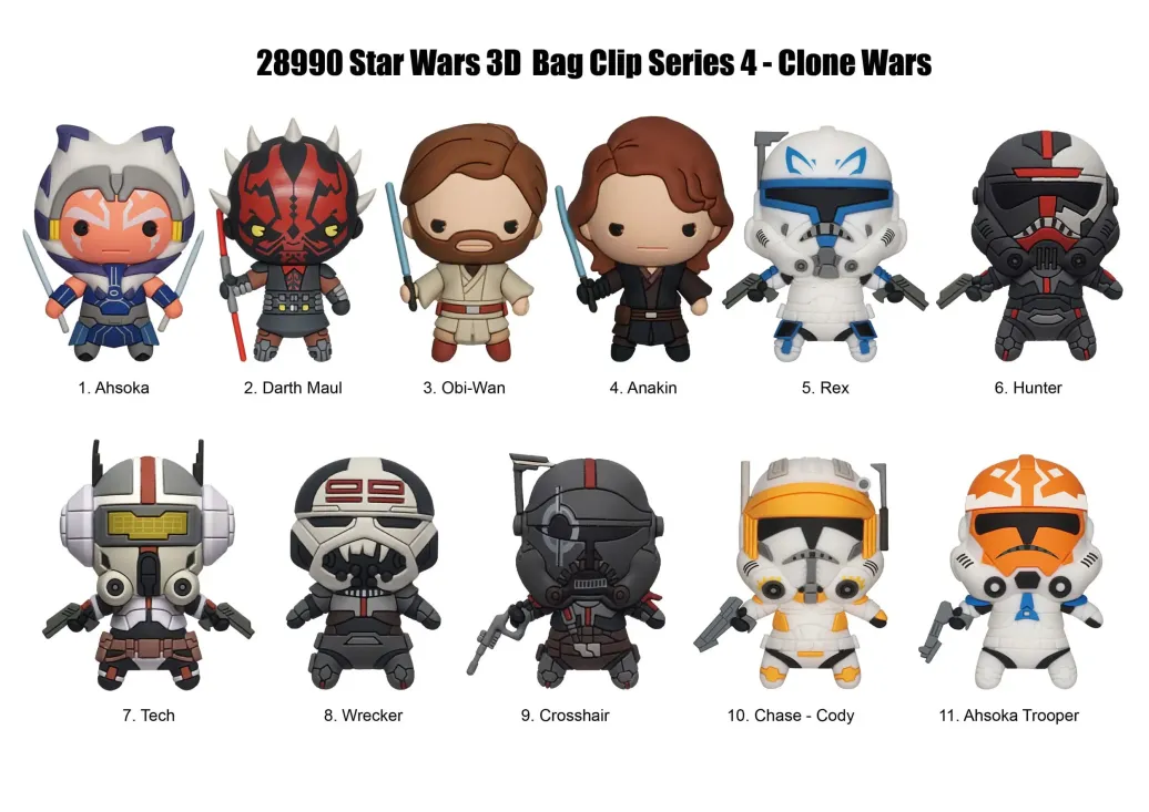 Star Wars Clone Wars 3D PVC-Taschenanhänger Series 4 Display (24) 