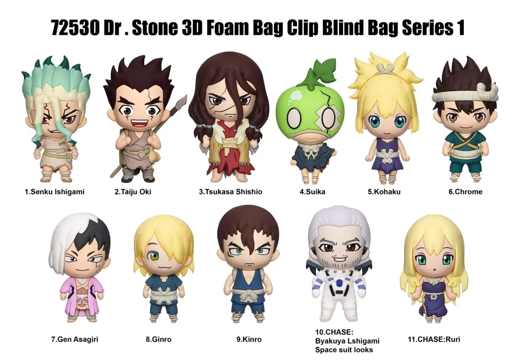 Dr. Stone 3D PVC-Taschenanhänger Series 1 Display (24) 
