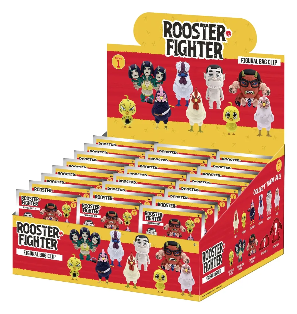 Rooster Fighter 3D PVC-Taschenanhänger Serie 1 Blind Bag Display (24)