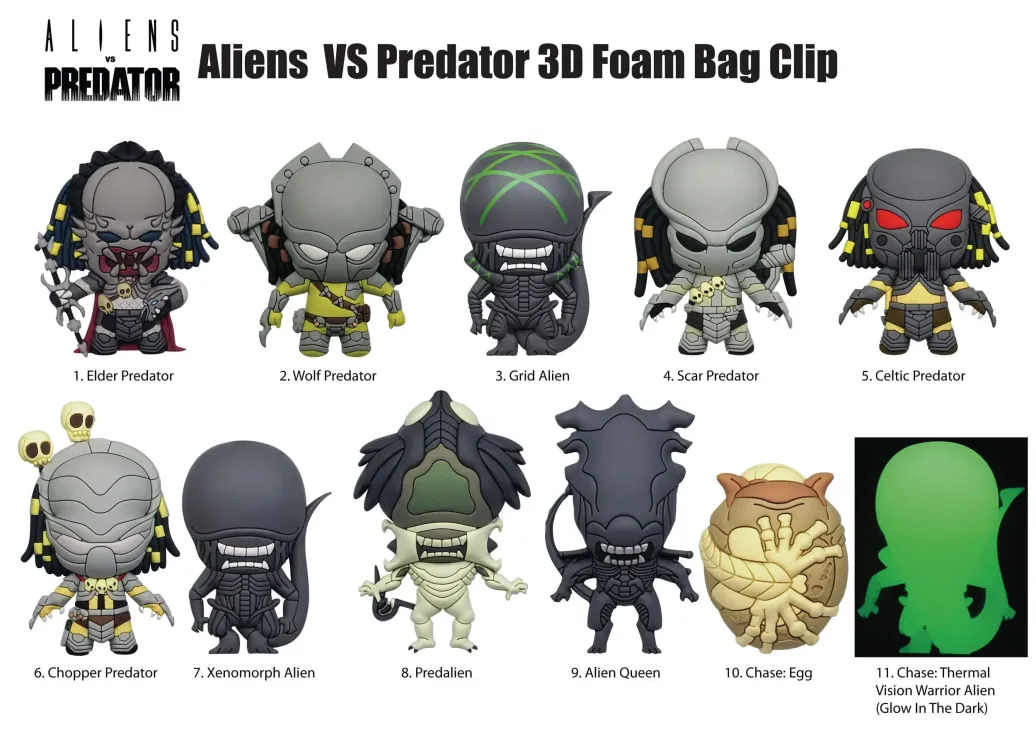 Alien vs. Predator 3D PVC-Taschenanhänger Display (24) 