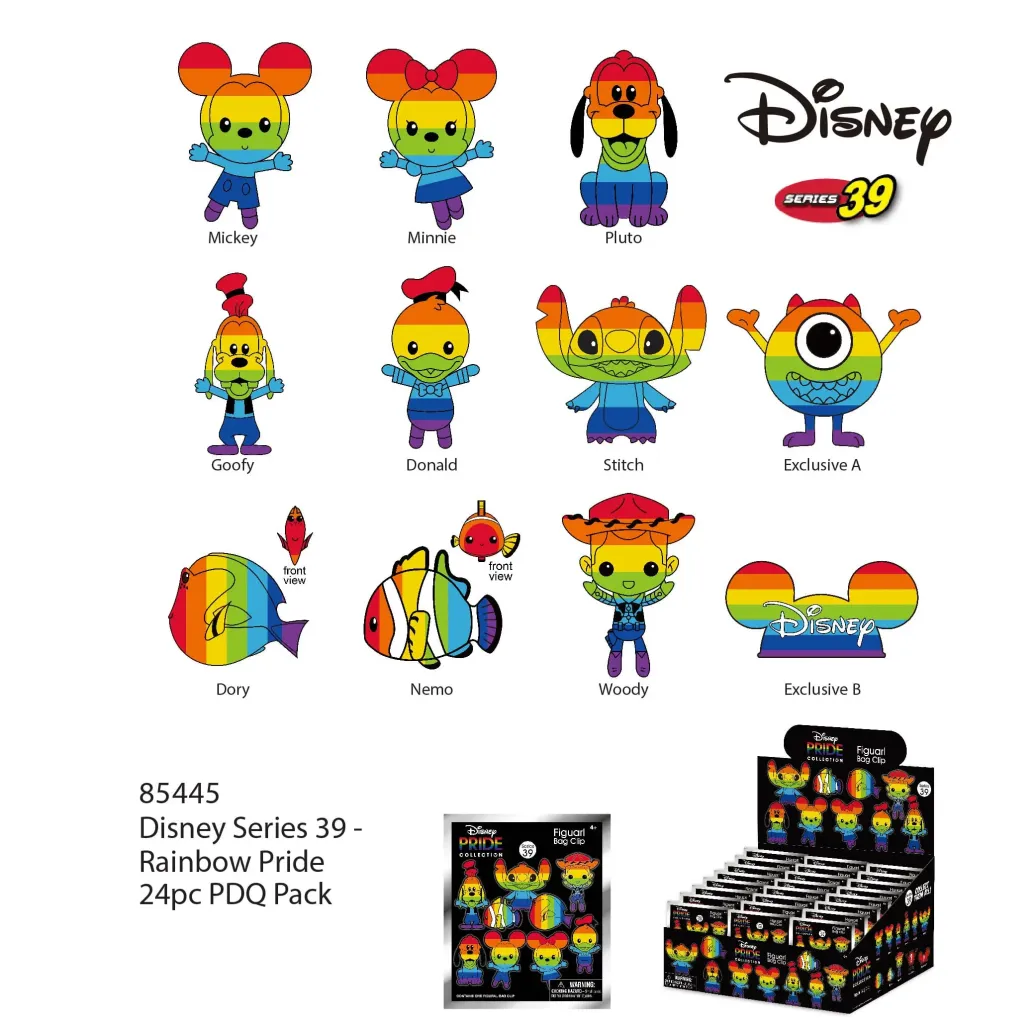 Disney PVC-Taschenanhänger Serie 39 Rainbow (Pride) Display (24)