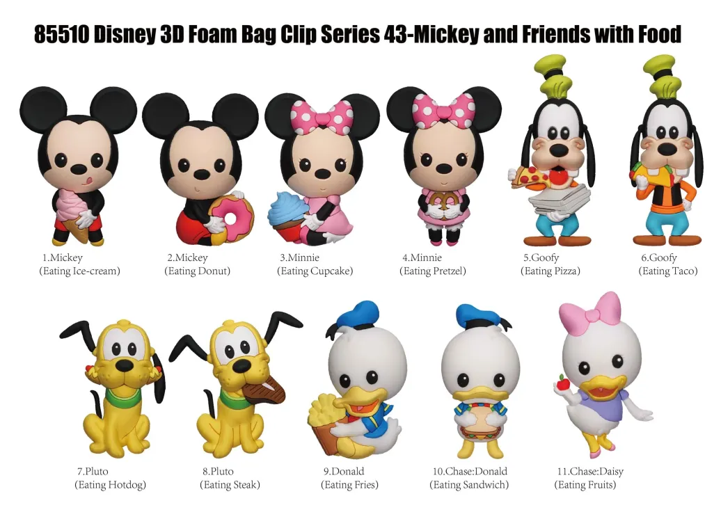 Mickey & Friends 3D PVC-Taschenanhänger Mickey & Friends with Food Series 43 Display (24) 