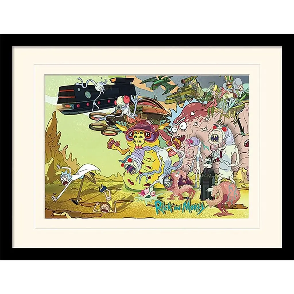 Rick and Morty Collector Print Poster im Rahmen Creature Barrage (white background)