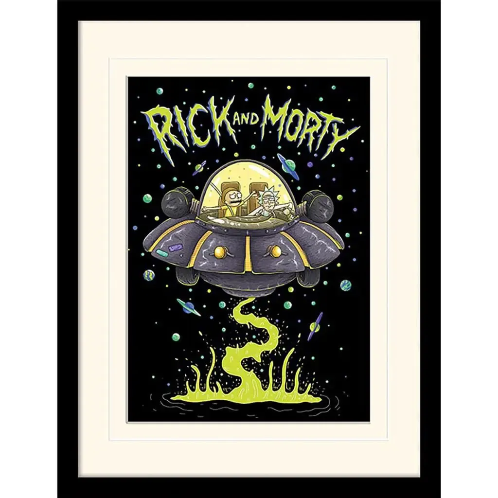Rick and Morty Collector Print Poster im Rahmen Ufo (white background)