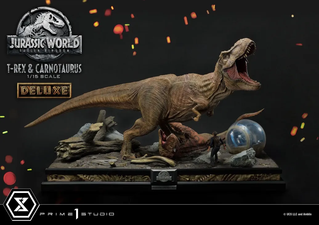Jurassic World: Fallen Kingdom Statue 1/15 T-Rex & Carnotaurus Deluxe Version 90 cm