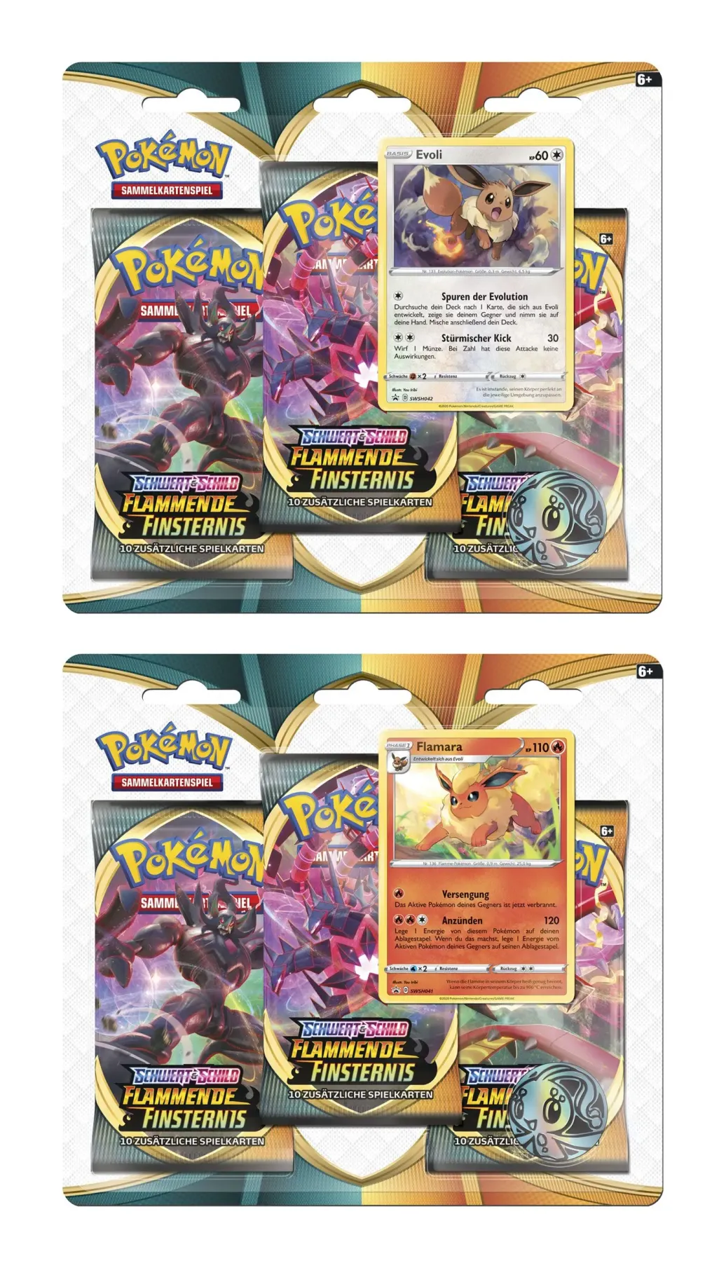 Pokémon Schwert und Schild Flammende Finsternis Blister Booster 3er-Pack