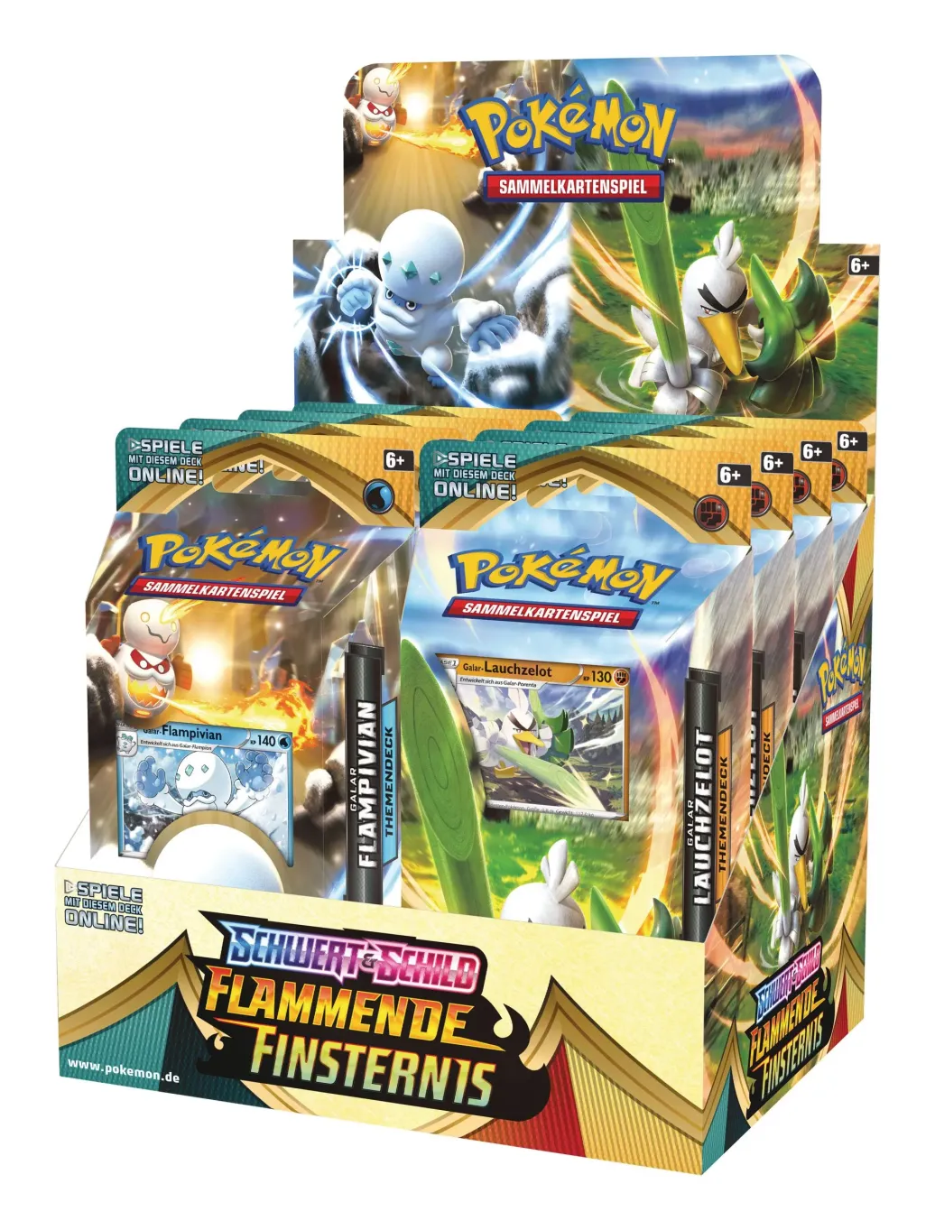 Pokémon Schwert und Schild Flammende Finsternis Themendecks Display