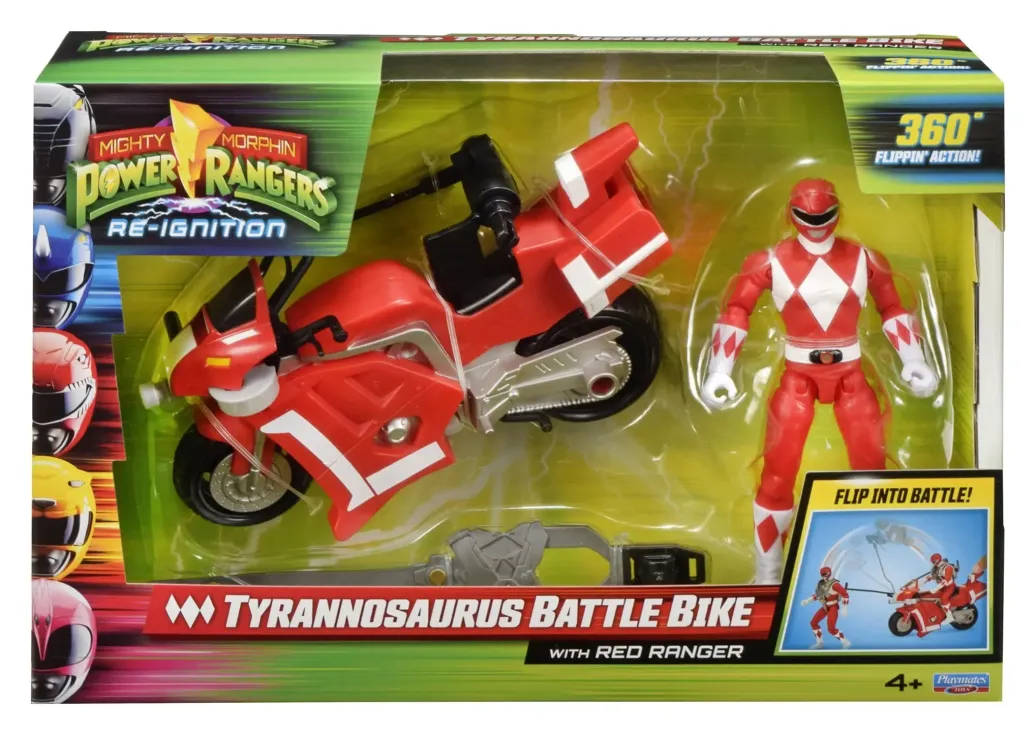 Power Rangers Battle Bike Fahrzeug Tyrannosaurus Rex with Red Ranger 18 cm