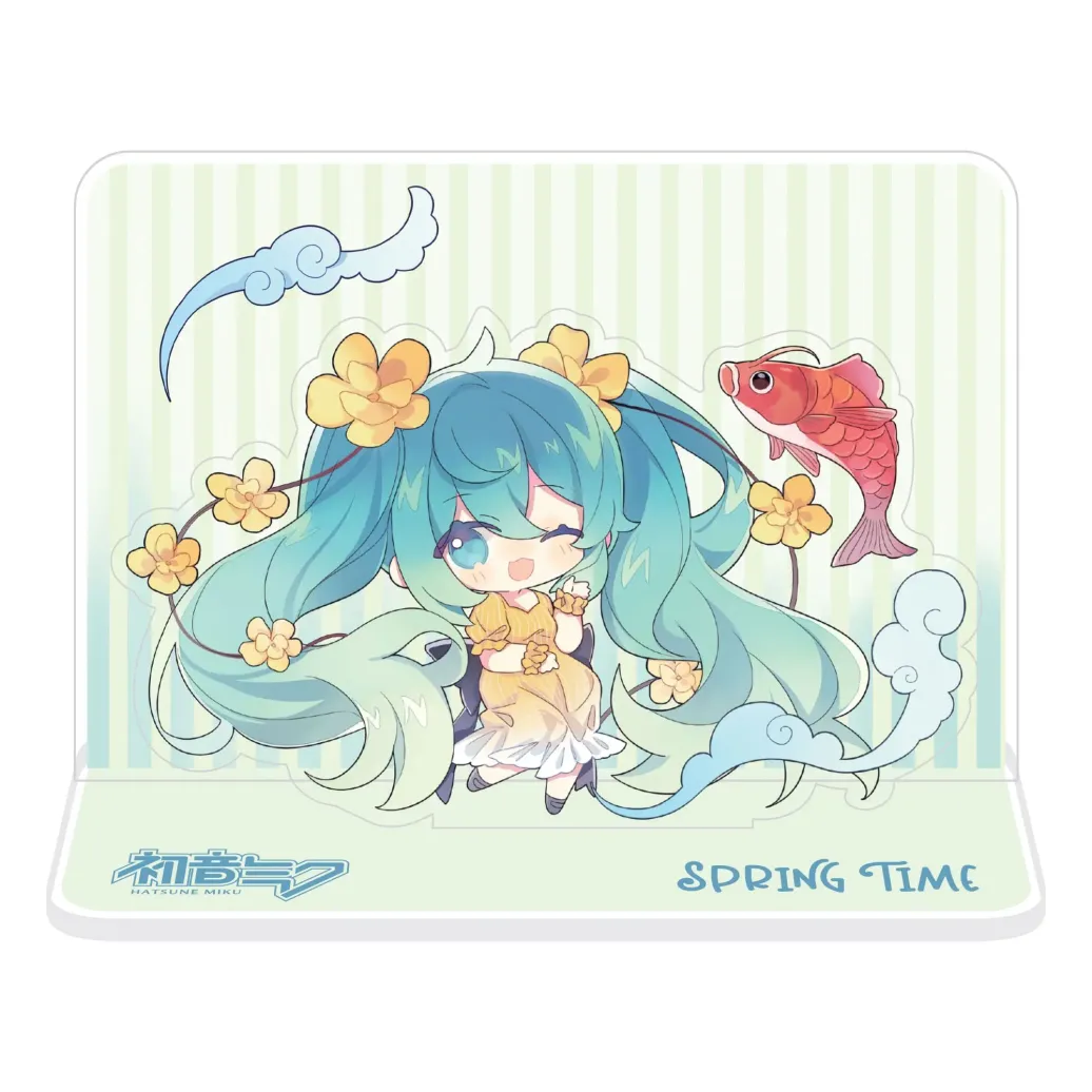 Hatsune Miku Acryl Figurenaufsteller aus Acryl Hatsune Miku Spring Time Chibi Miku with Koi 11 cm 