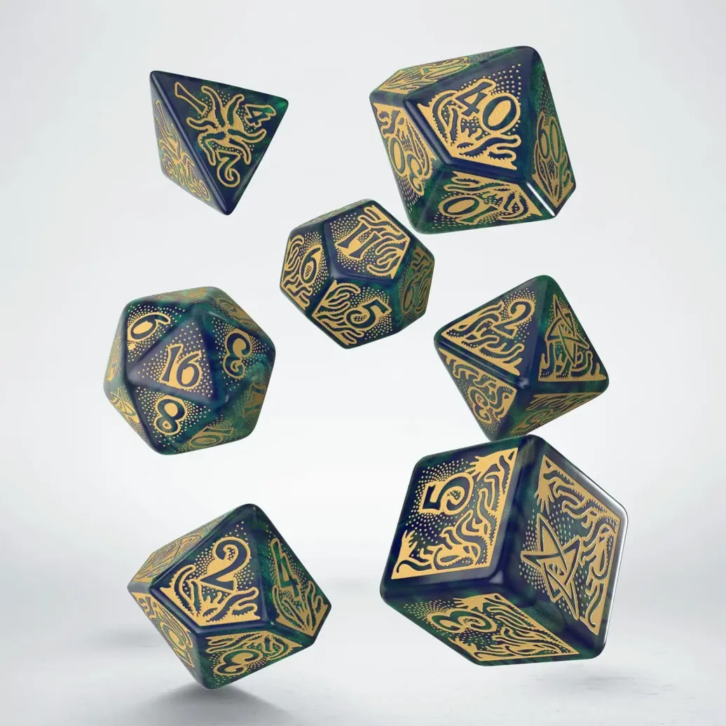Call of Cthulhu 7th Edition 7er-Würfelset Blue-green & Gold