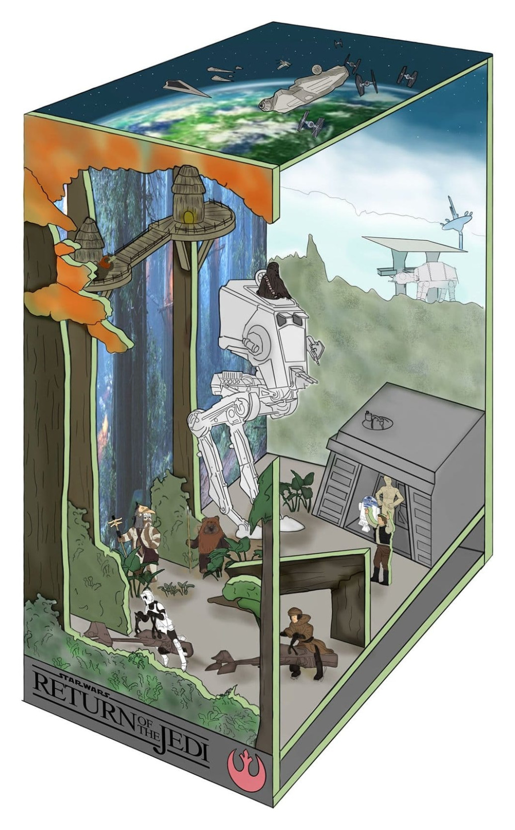 Star Wars Tiny Adventures Book Nook Mini-Diorama Battle of Endor 23 cm