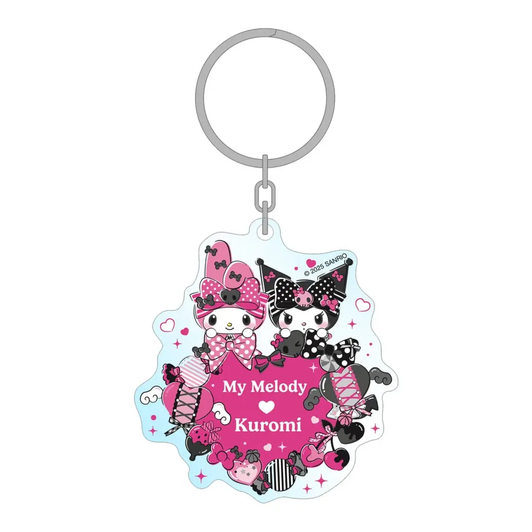 Sanrio Pink Black Party Series Acryl Schlüsselanhänger My Melody & Kuromi 7 cm     