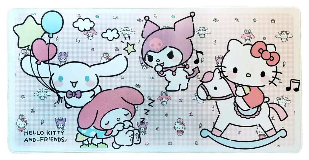 Sanrio Pink Black Party Series XXL Mousepad Hello Kitty & Friends Infant Style