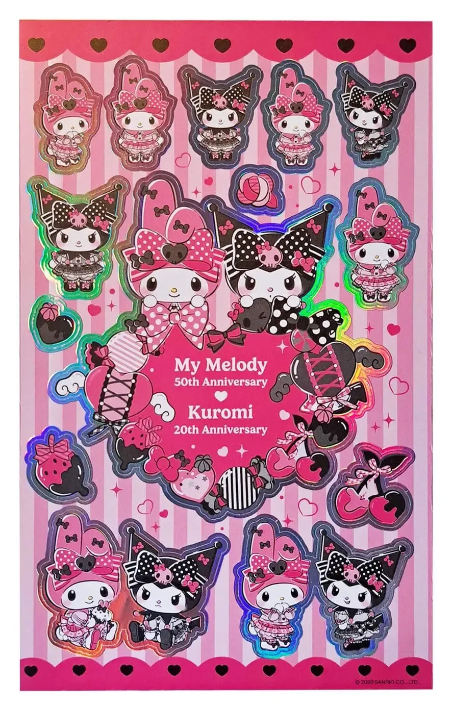 Sanrio Pink Black Party Series Sticker Pack Kuromi & My Melody 