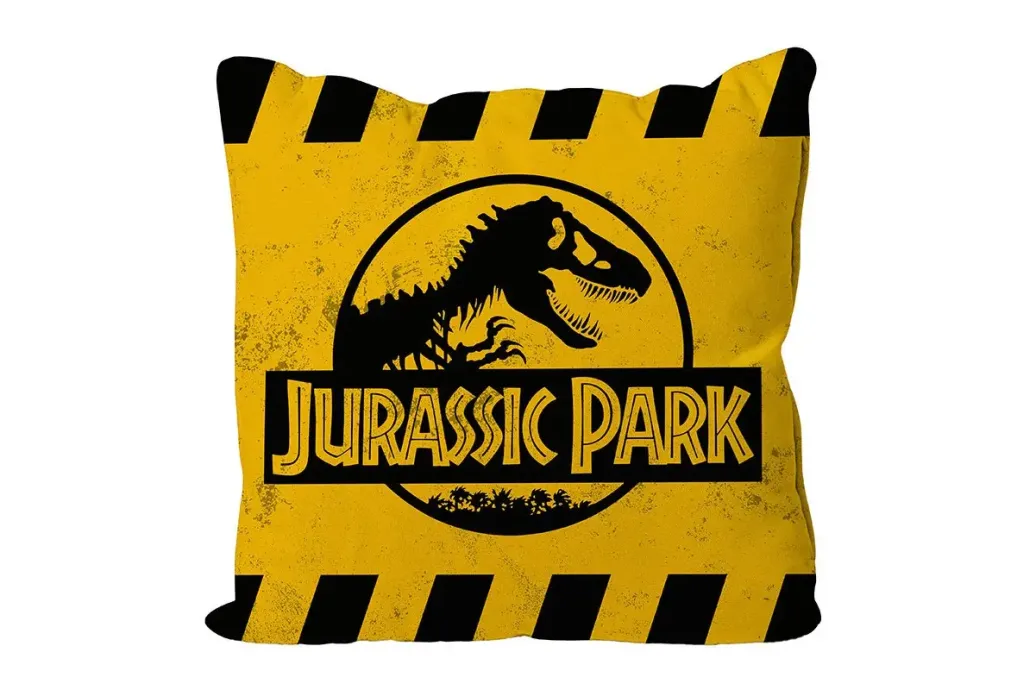 Jurassic Park Kissen Caution Yellow Logo 40 x 40 cm