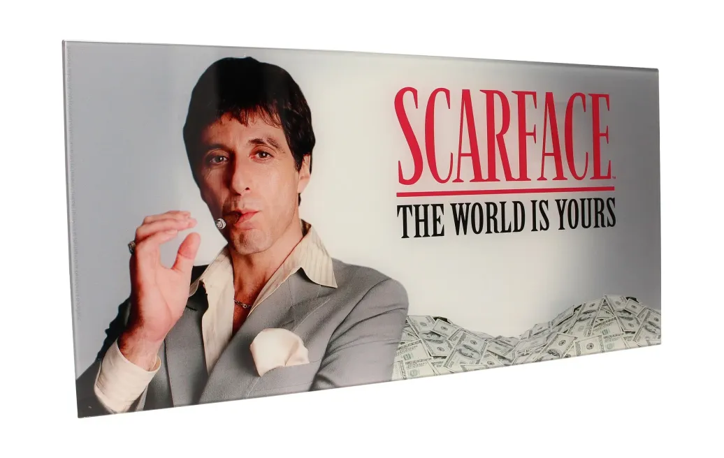 Scarface Glasposter The World Is Yours (Grey Background) 60 x 30 cm