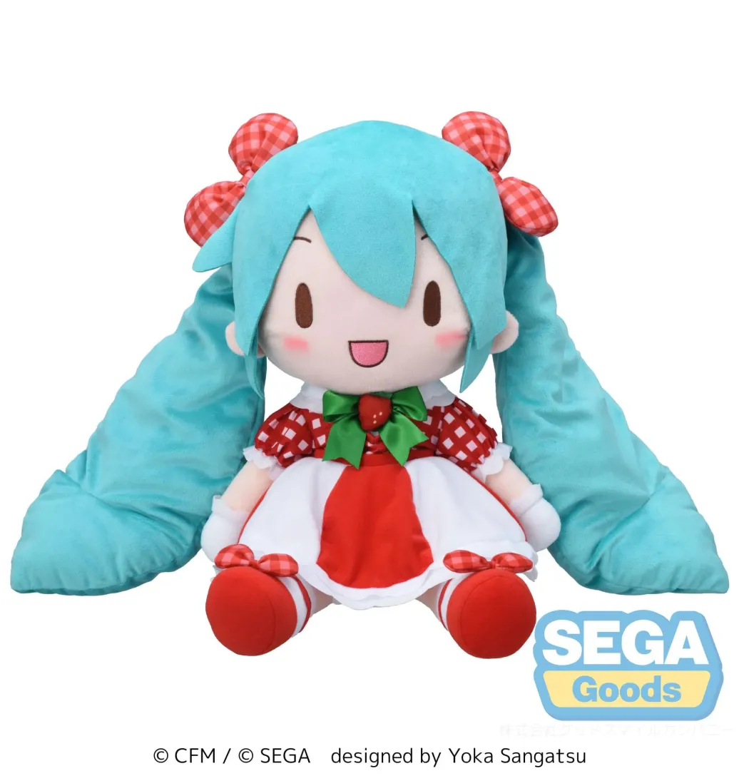 Character Vocal Series 01: Hatsune Miku Fuwa Petit Plüschfigur Hatsune Miku x Love and Berry Dress Up and Dance! Lovely Strawberry 40 cm