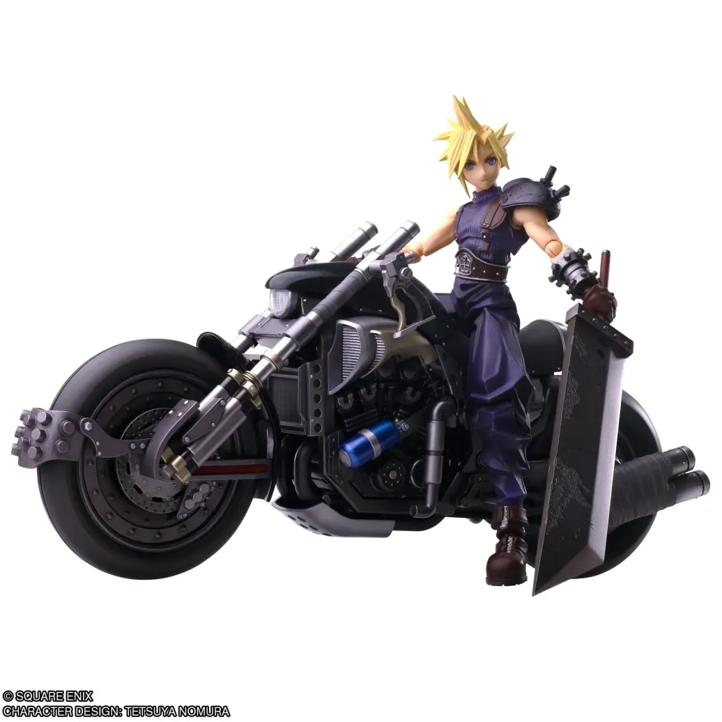 Final Fantasy VII Bring Arts Actionfigur und Fahrzeug Cloud Strife & Hardy-Daytona 15 cm