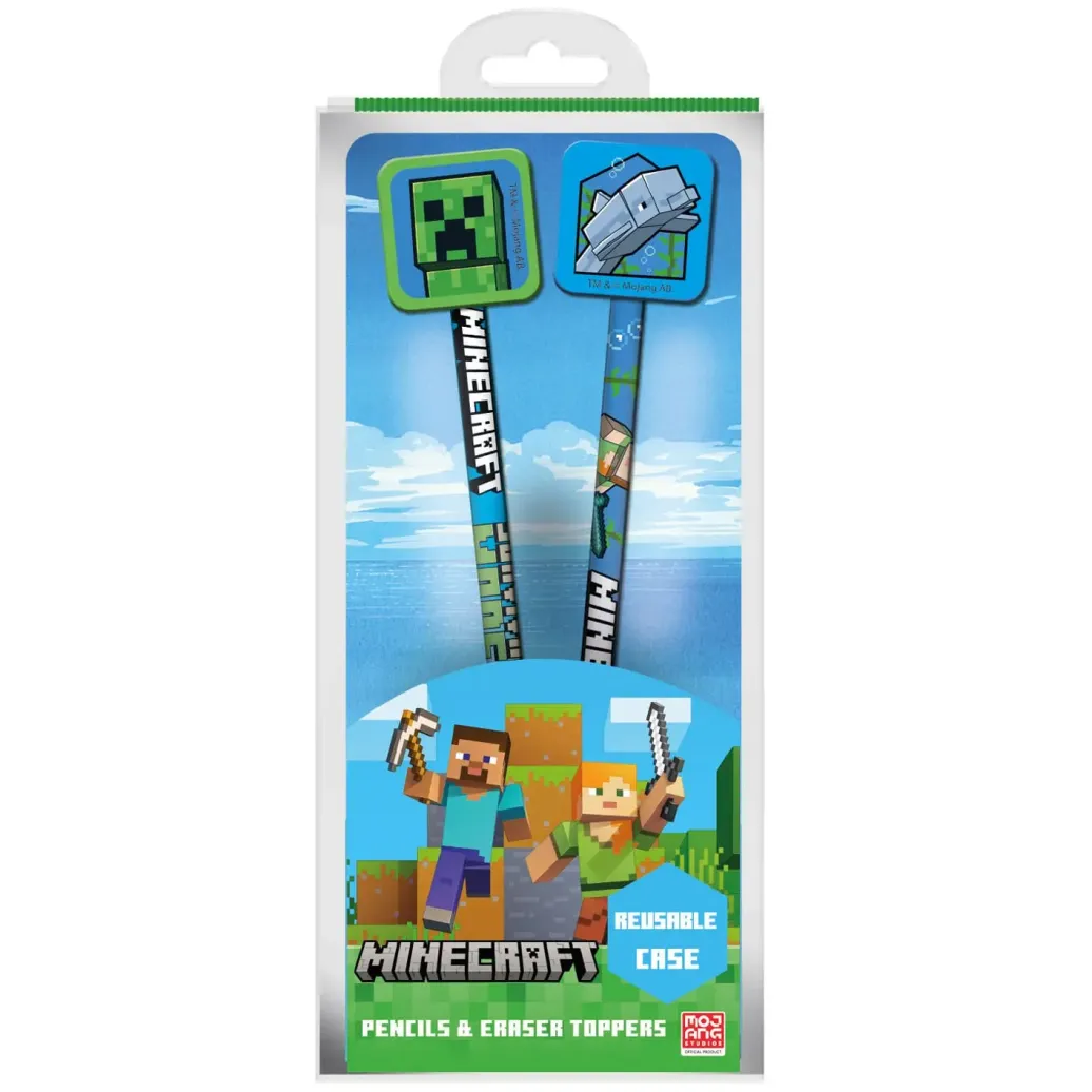 Minecraft Bleistifte mit Topper 2er-Pack
