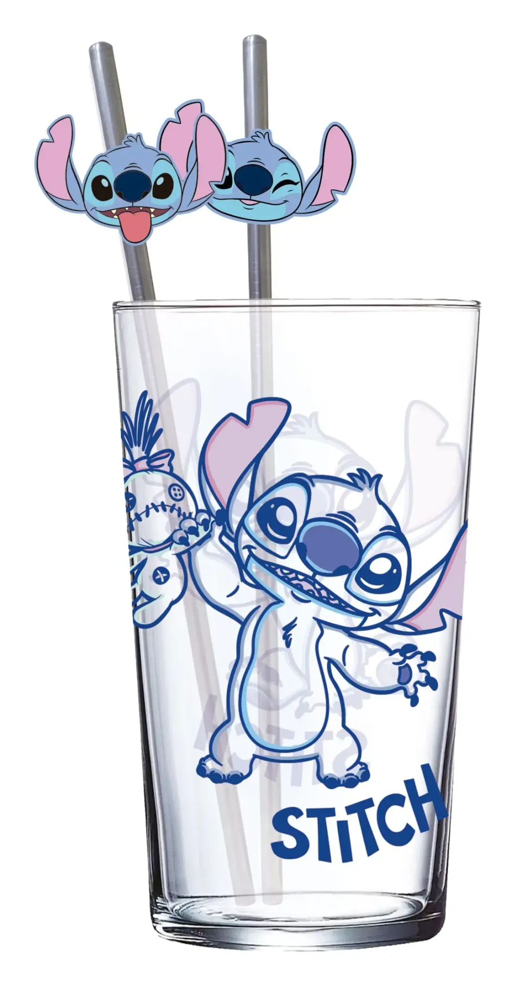 Lilo & Stitch Glas Tumbler mit Trinkhalmen Stitch 485 ml
