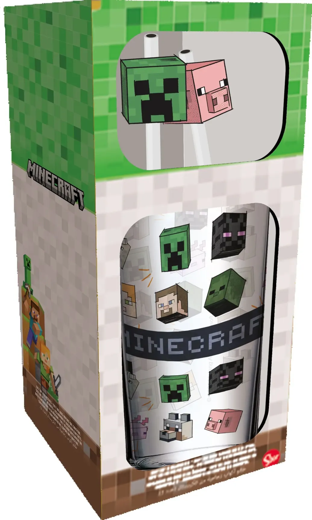 Minecraft Glas Tumbler mit Trinkhalmen Characters