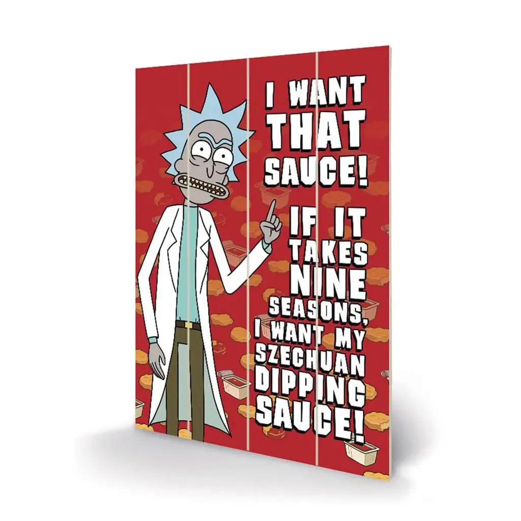 Rick and Morty Holzdruck Szechuan Sauce 40 x 59 cm