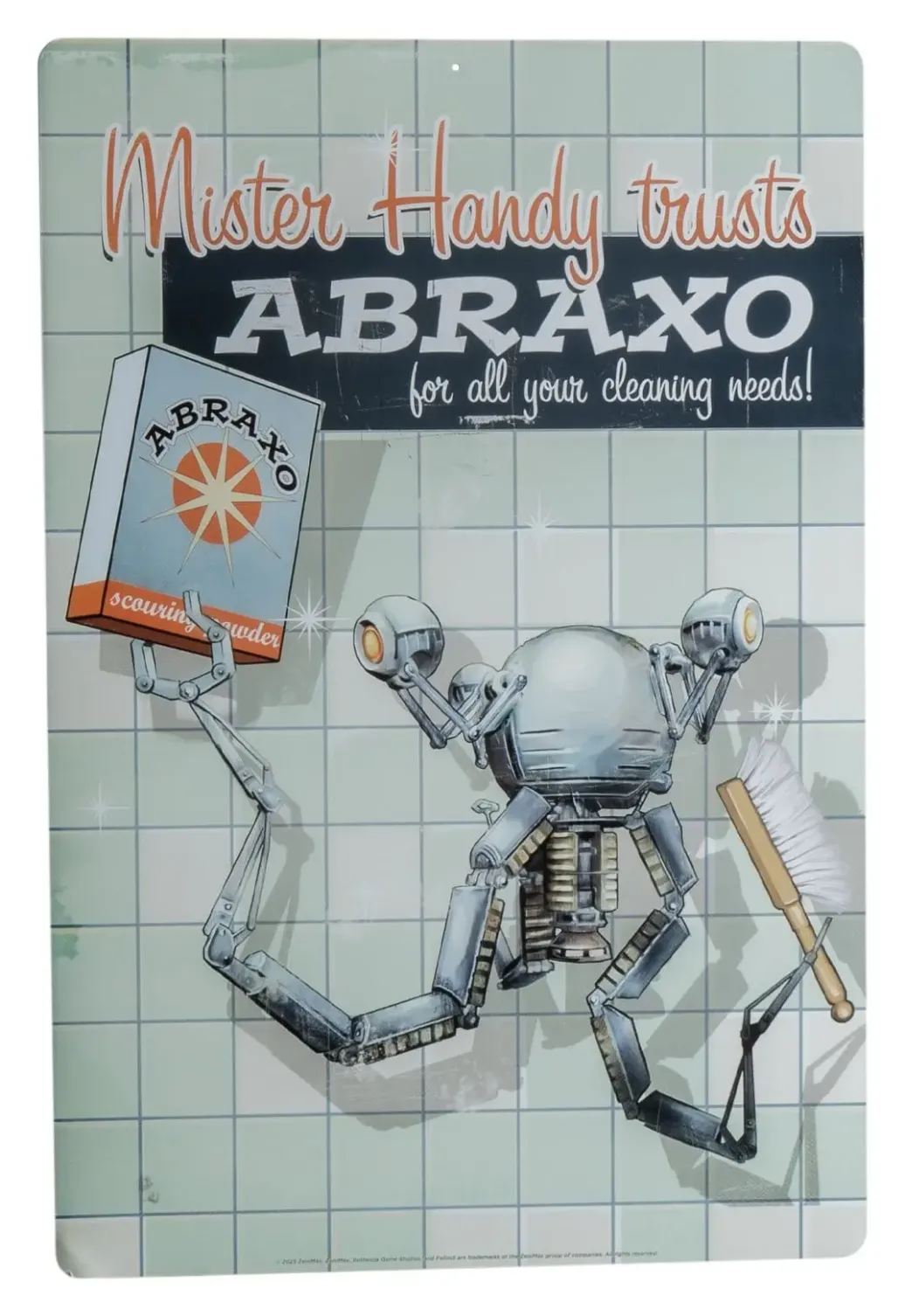 Fallout Me­tall­schild Mr. Handy 