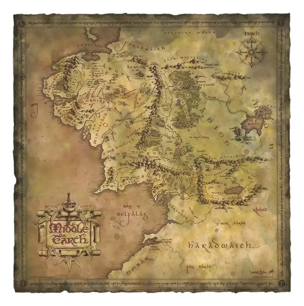 Herr der Ringe Kunstdruck Parchment Map of Middle-earth 59 x 30 cm
