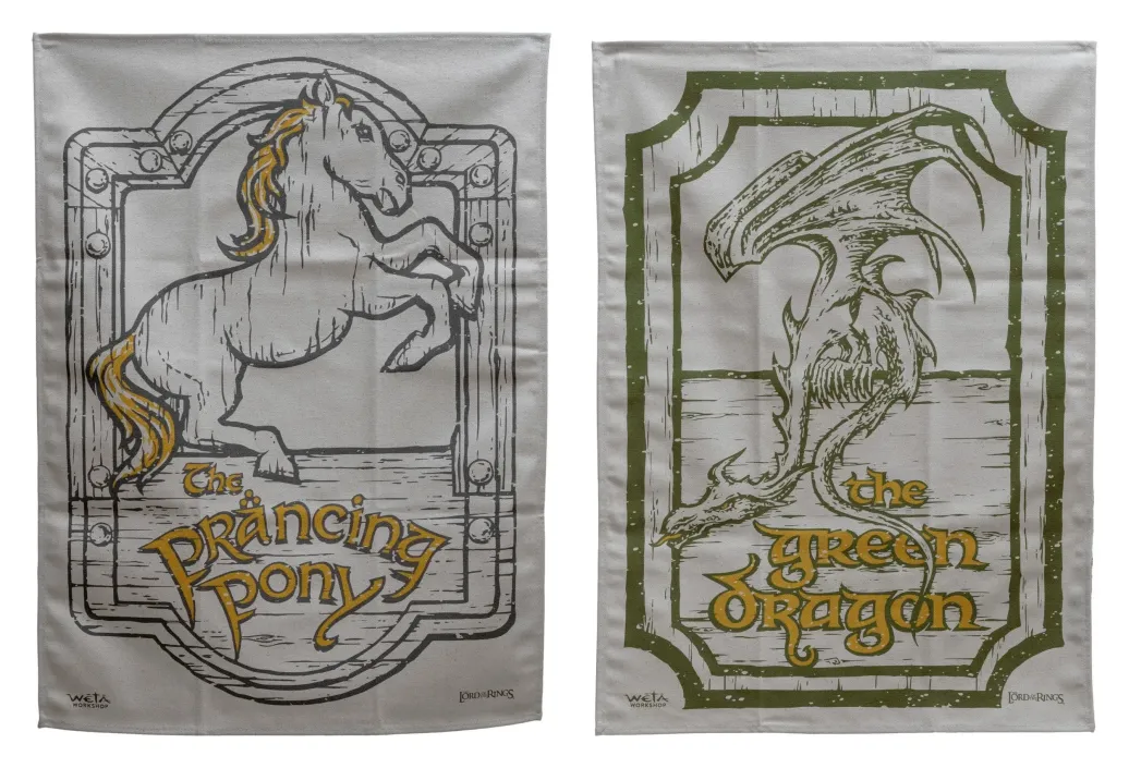 Herr der Ringe Geschirrtuch 2er Pack Green Dragon & Prancing Pony 69 cm 