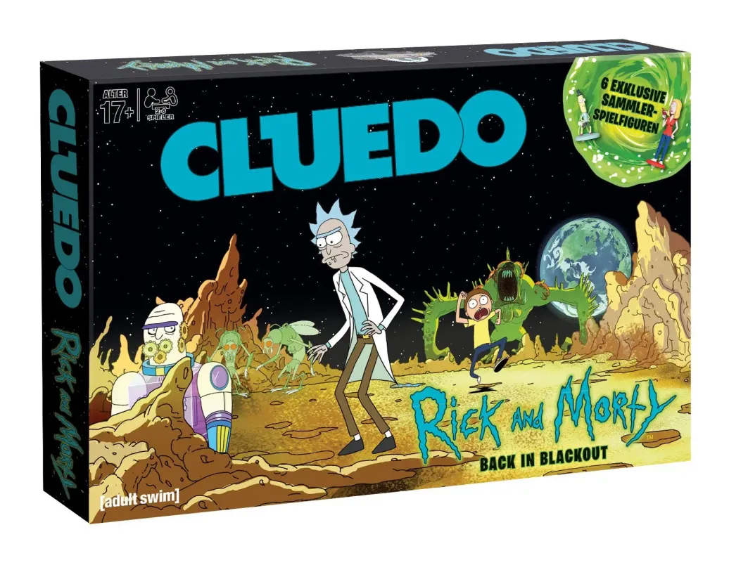 Rick and Morty Brettspiel Cluedo Back in Blackout 