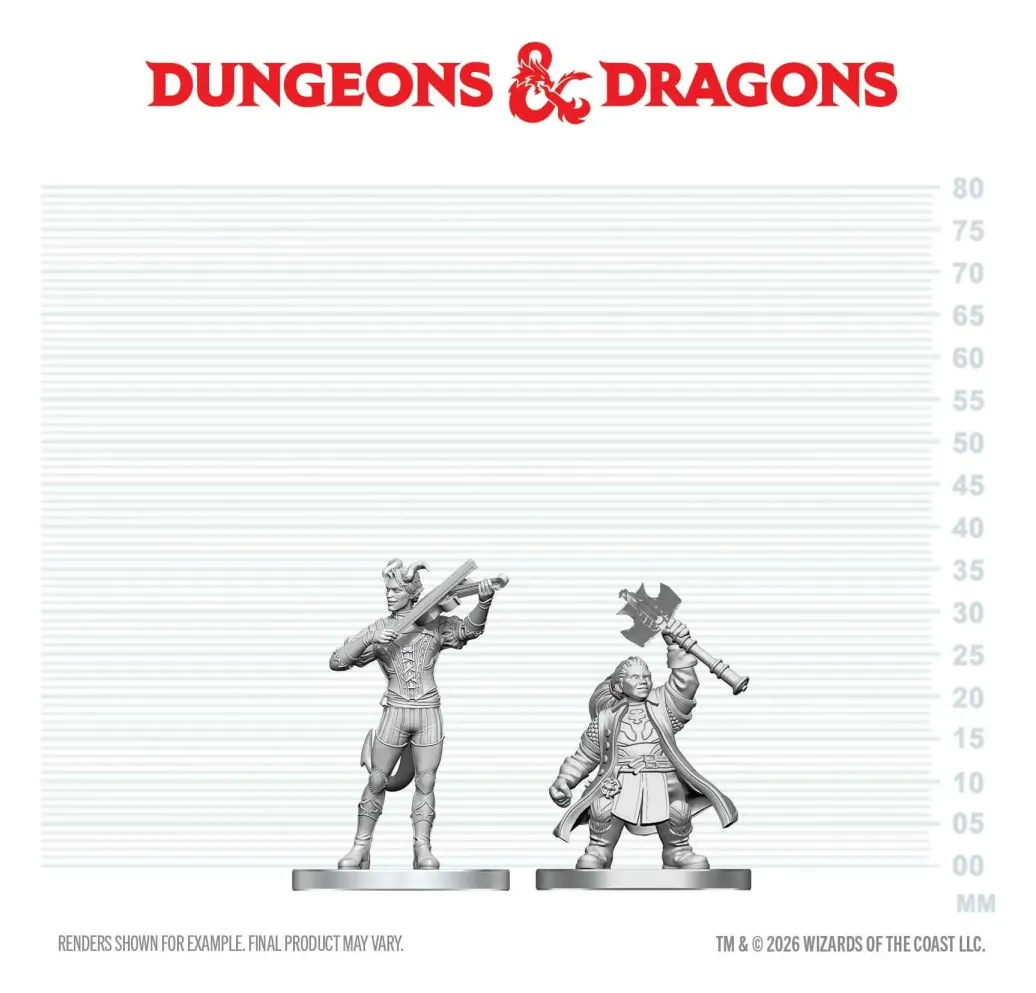 D&D Nolzur's Marvelous Miniatures Minifiguren Tiefling-Barde & Zwergen-Kleriker 13 cm