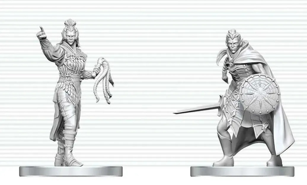 D&D Nolzur's Marvelous Miniatures Minifiguren Drow Elite Warrior & Drow Priestess of Lolth 13 cm