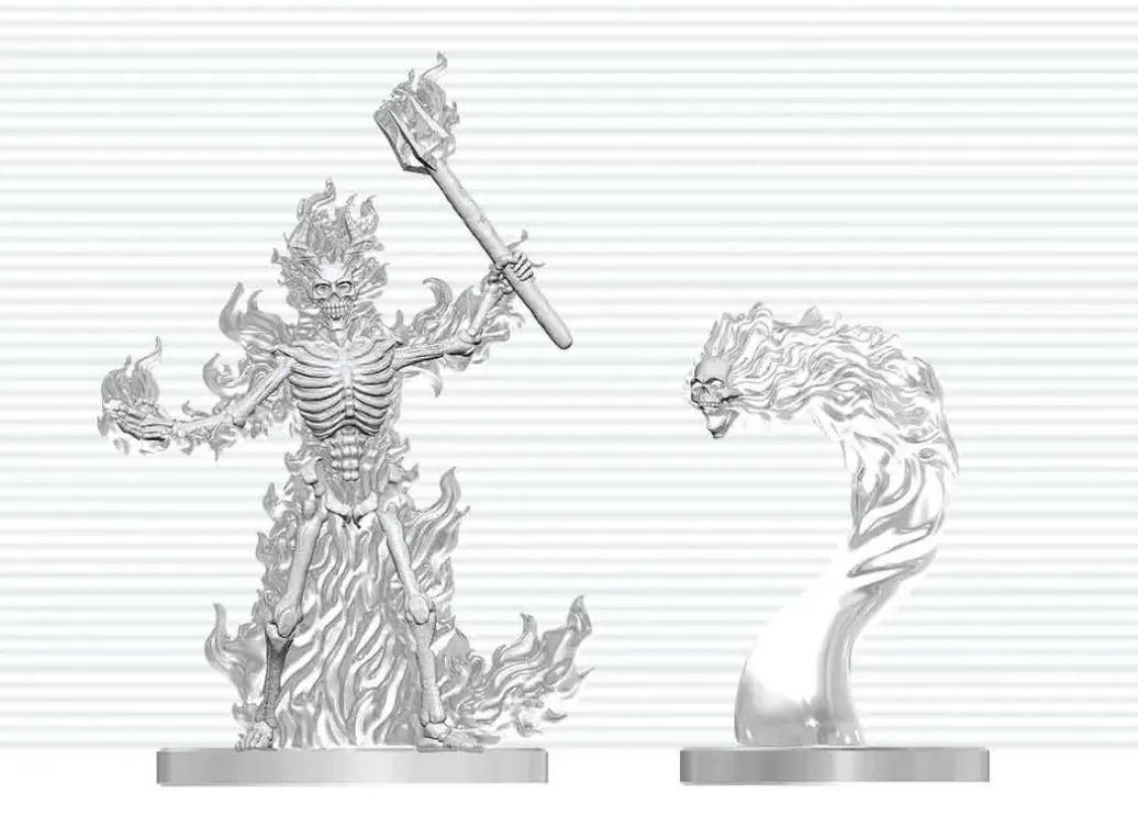 Dungeons & Dragons Nolzur's Marvelous Miniatures Miniatur unbemalt Flammendes Skelett & Flammenschädel 14 cm