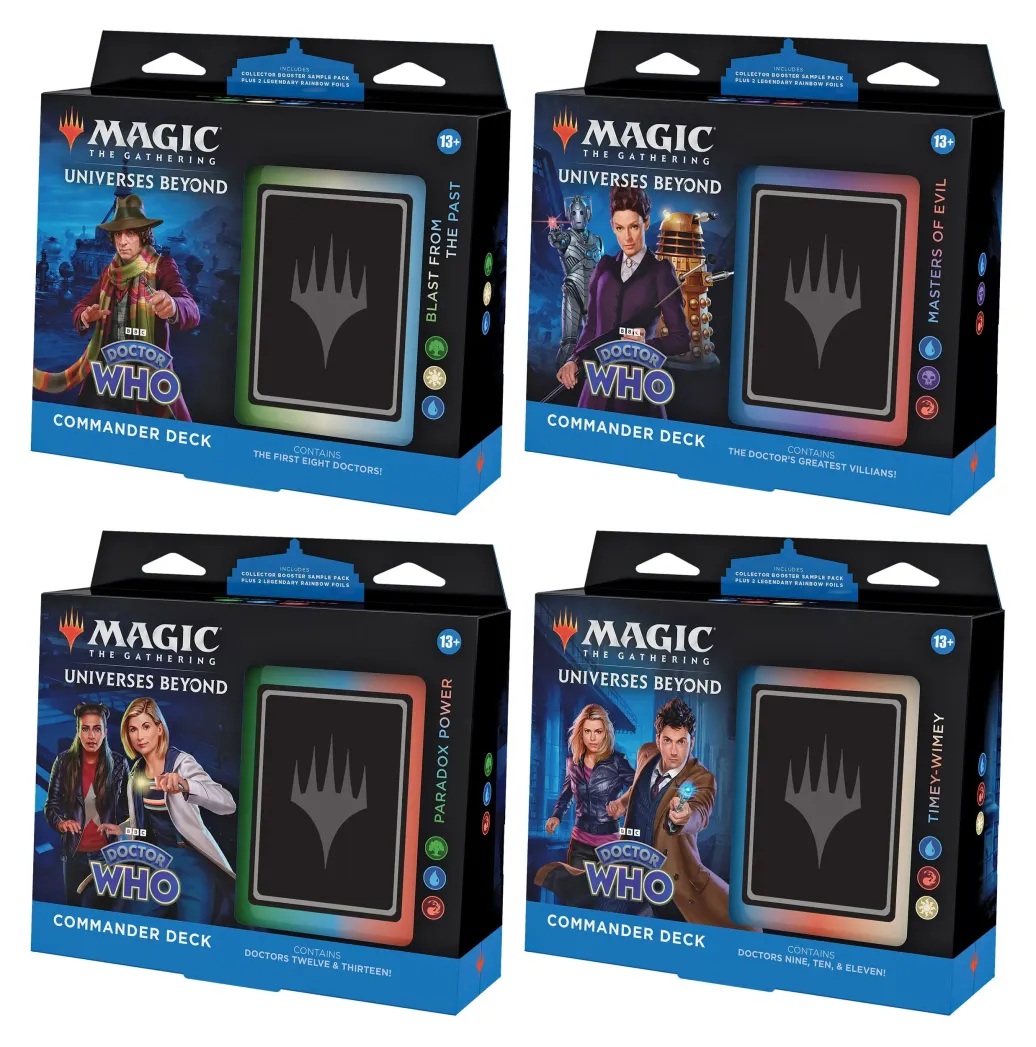 Magic the Gathering Universes Beyond: Doctor Who Commander-Decks Display (4) englisch