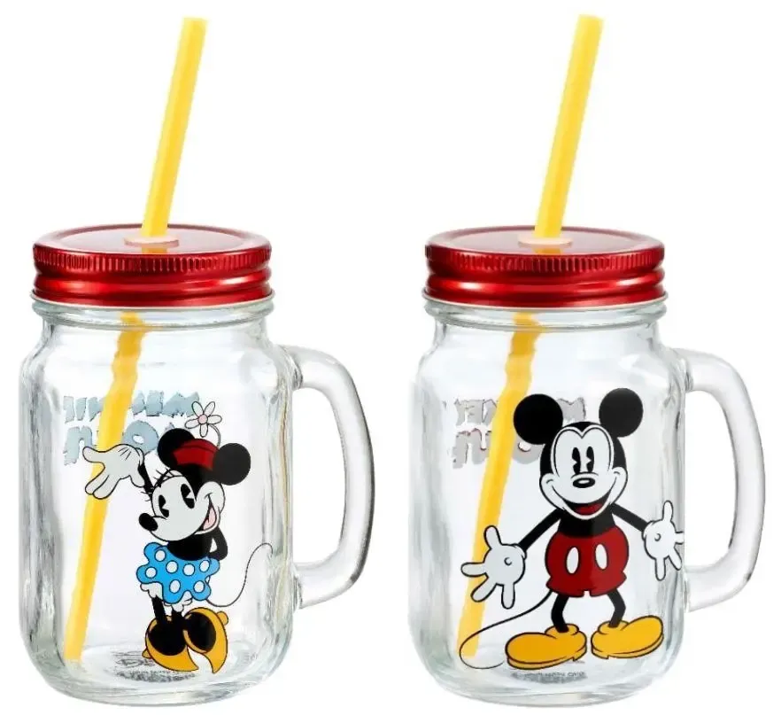 Disney Micky Maus & Minnie Maus Mason Jar Glas Doppelpack