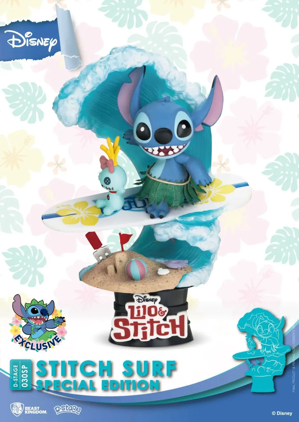 Disney Stitch Surf Summer Series D-Stage Diorama Statue 15 cm Special Edition