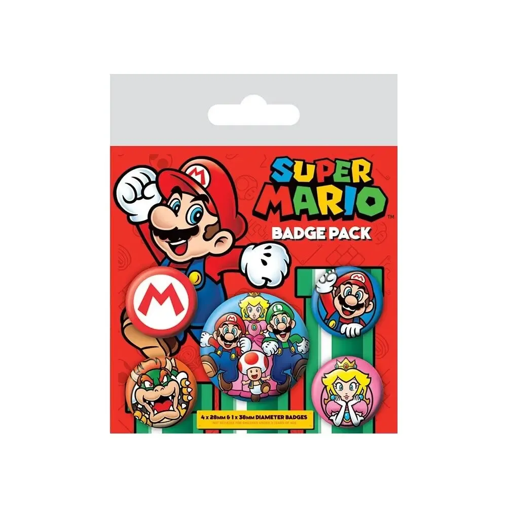 Super Mario Ansteck-Buttons 5er-Pack 