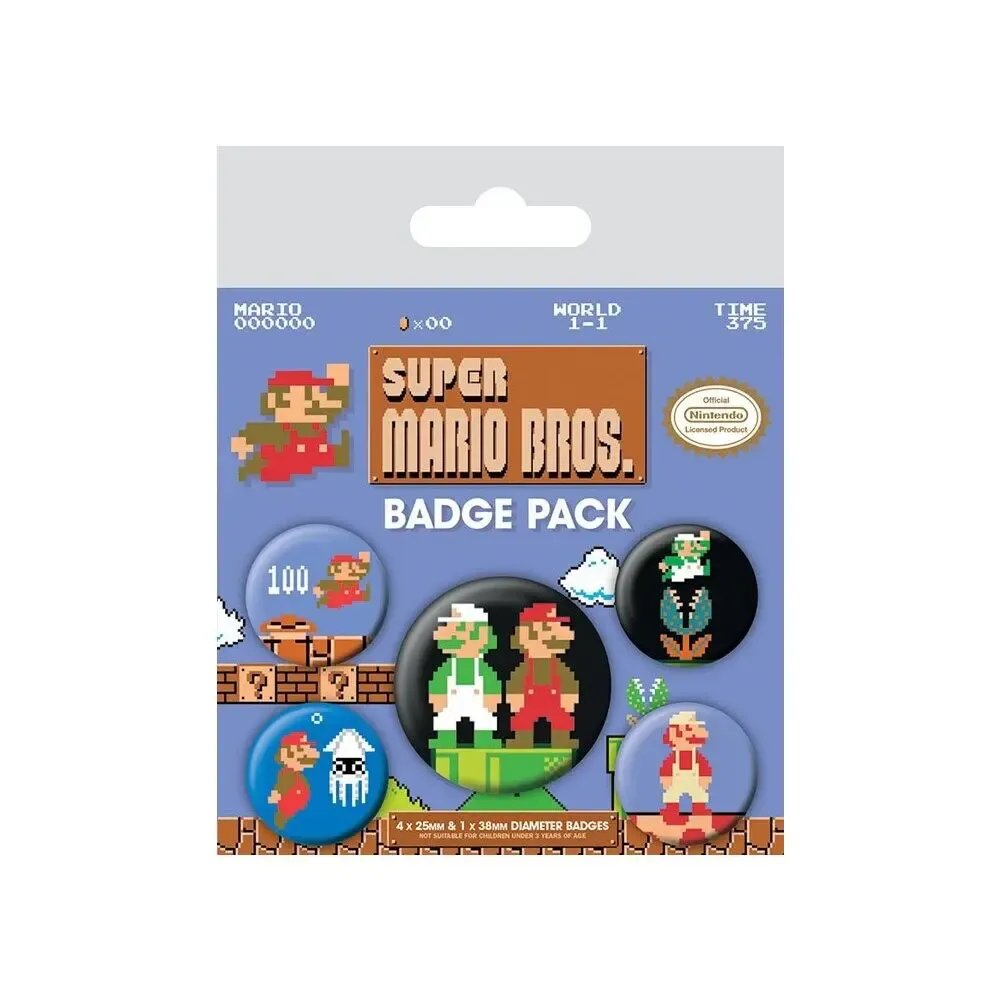 Super Mario Bros. Ansteck-Buttons 5er-Pack 