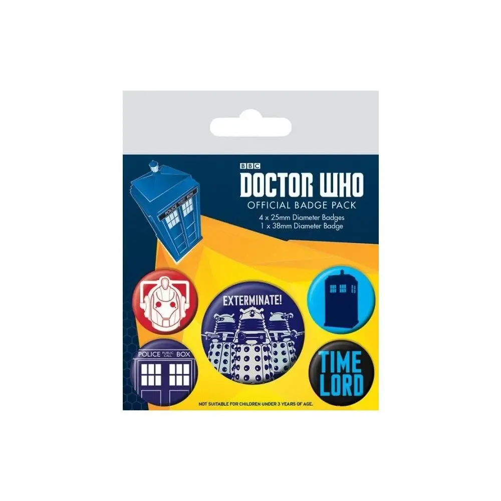 Doctor Who Ansteck-Buttons 5er-Pack Exterminate 