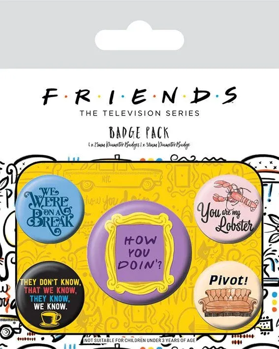 Friends Ansteck-Buttons 5er-Pack Quotes