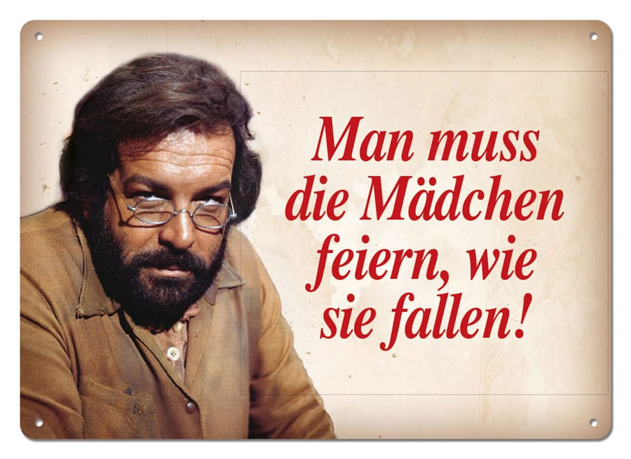 Bud Spencer Blechschild Mädchen feiern, wie sie fallen 10 x 15 cm
