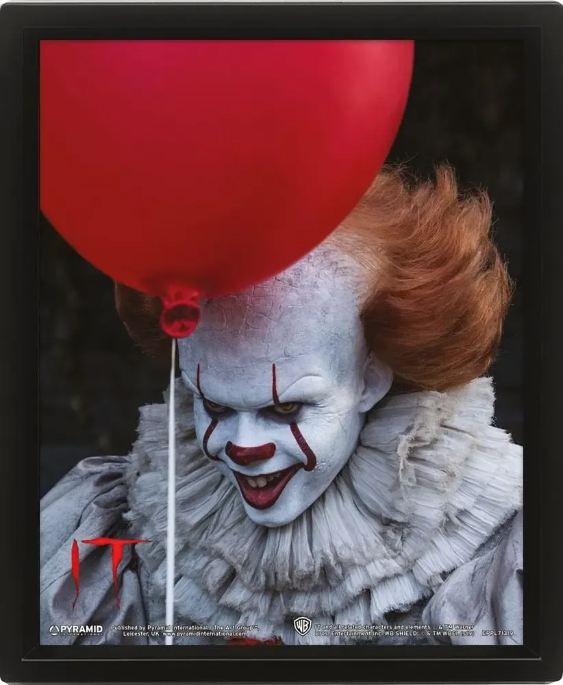 Stephen Kings Es 3D-Effekt Poster Set im Rahmen Pennywise 26 x 20 cm (3)