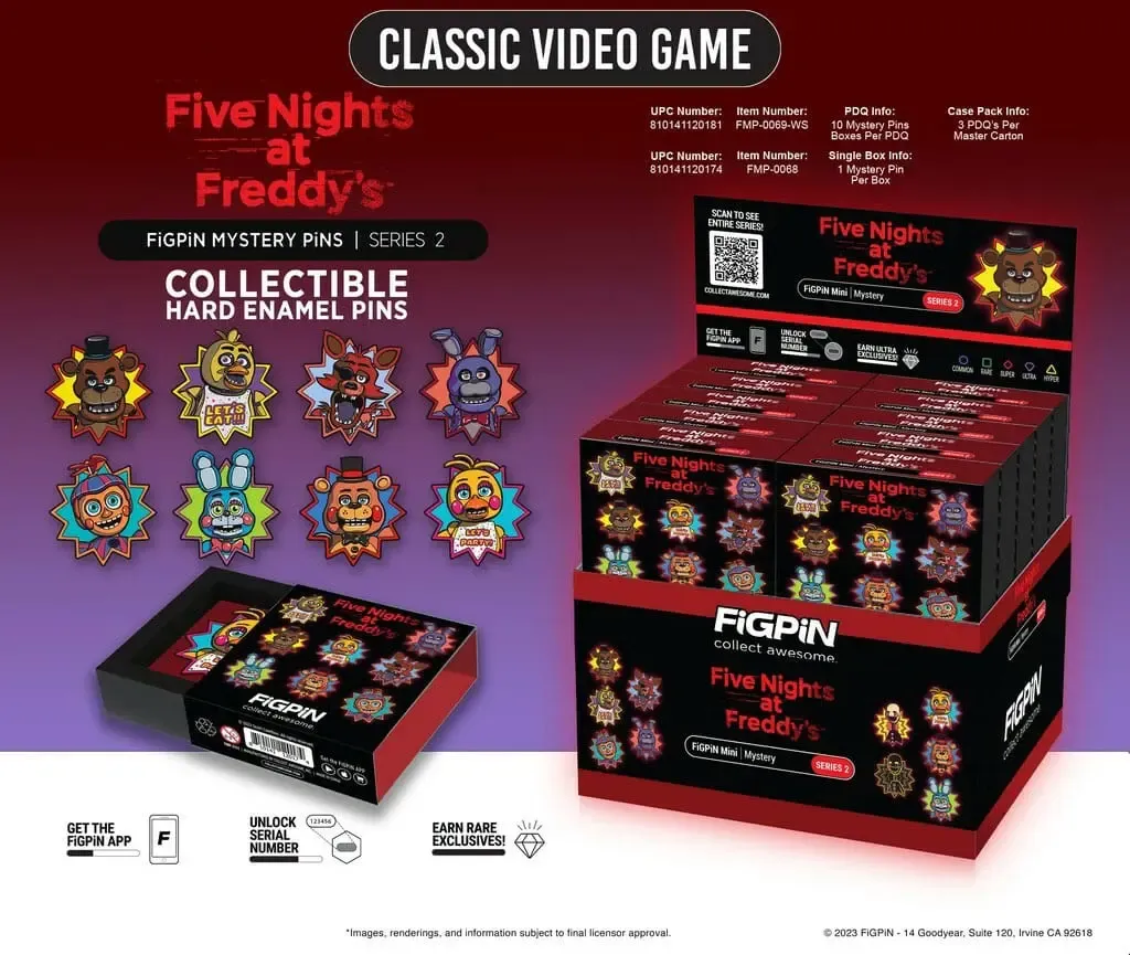 Five Nights at Freddy's: Classic Video Game Blind Box Enamel Pins Display (10)