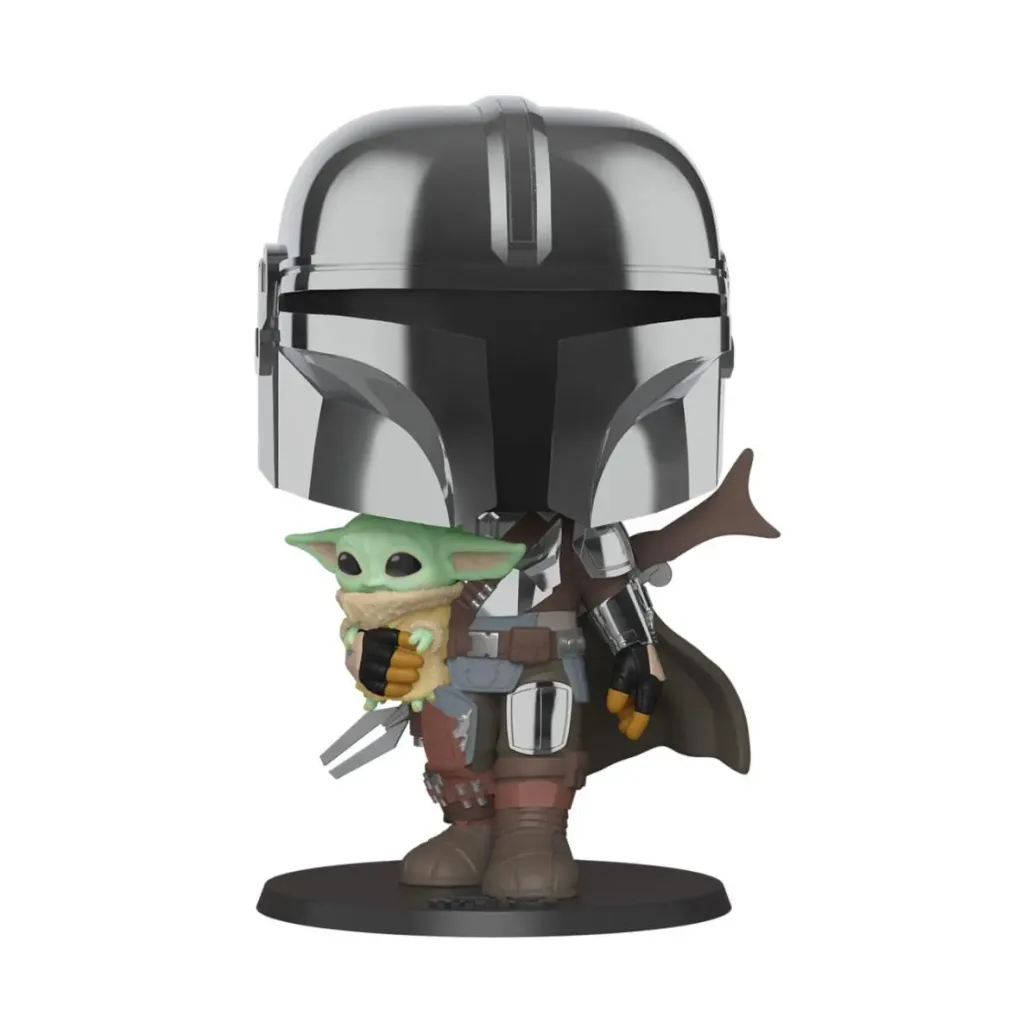 Star Wars The Mandalorian holding The Child Super Sized POP! Figur 25 cm