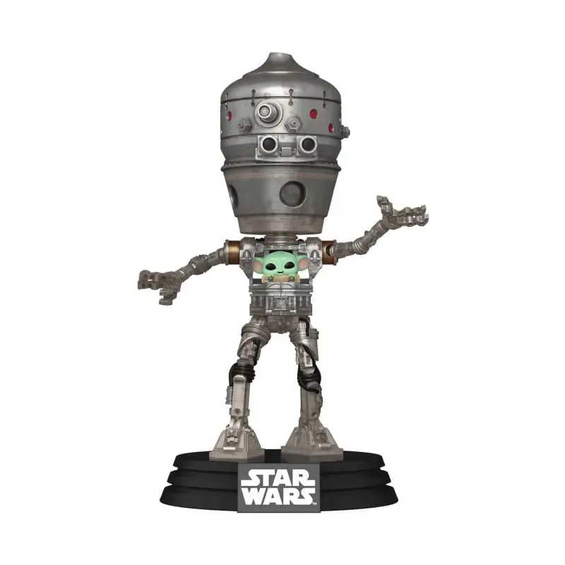 Star Wars: The Mandalorian POP! Deluxe Vinyl Bobblehead Figur IG-12 with Grogu 17 cm