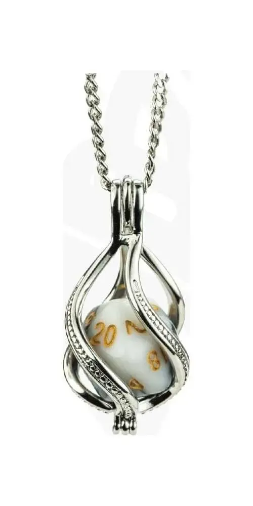 Lair Wear Caged Dice Halskette D20 Marble Black & White mit Gold