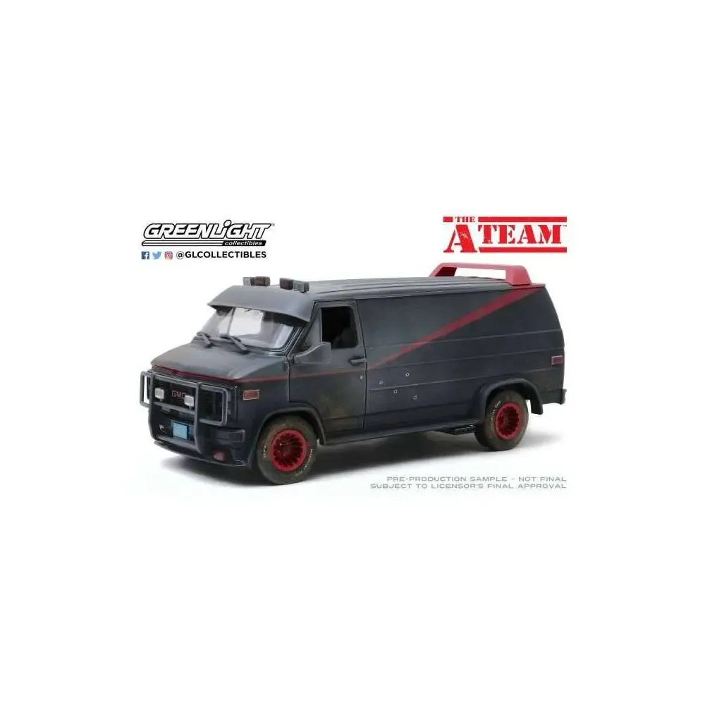 A-Team 1983 GMC Vandura Diecast Modellauto Weathered Version with Bullet Holes