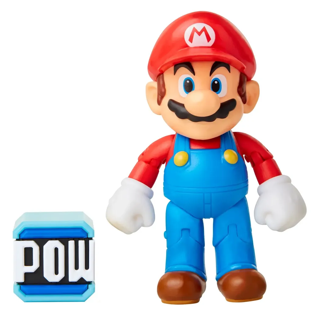 Super Mario Chibi Mario mit POW Block Actionfigur 10 cm